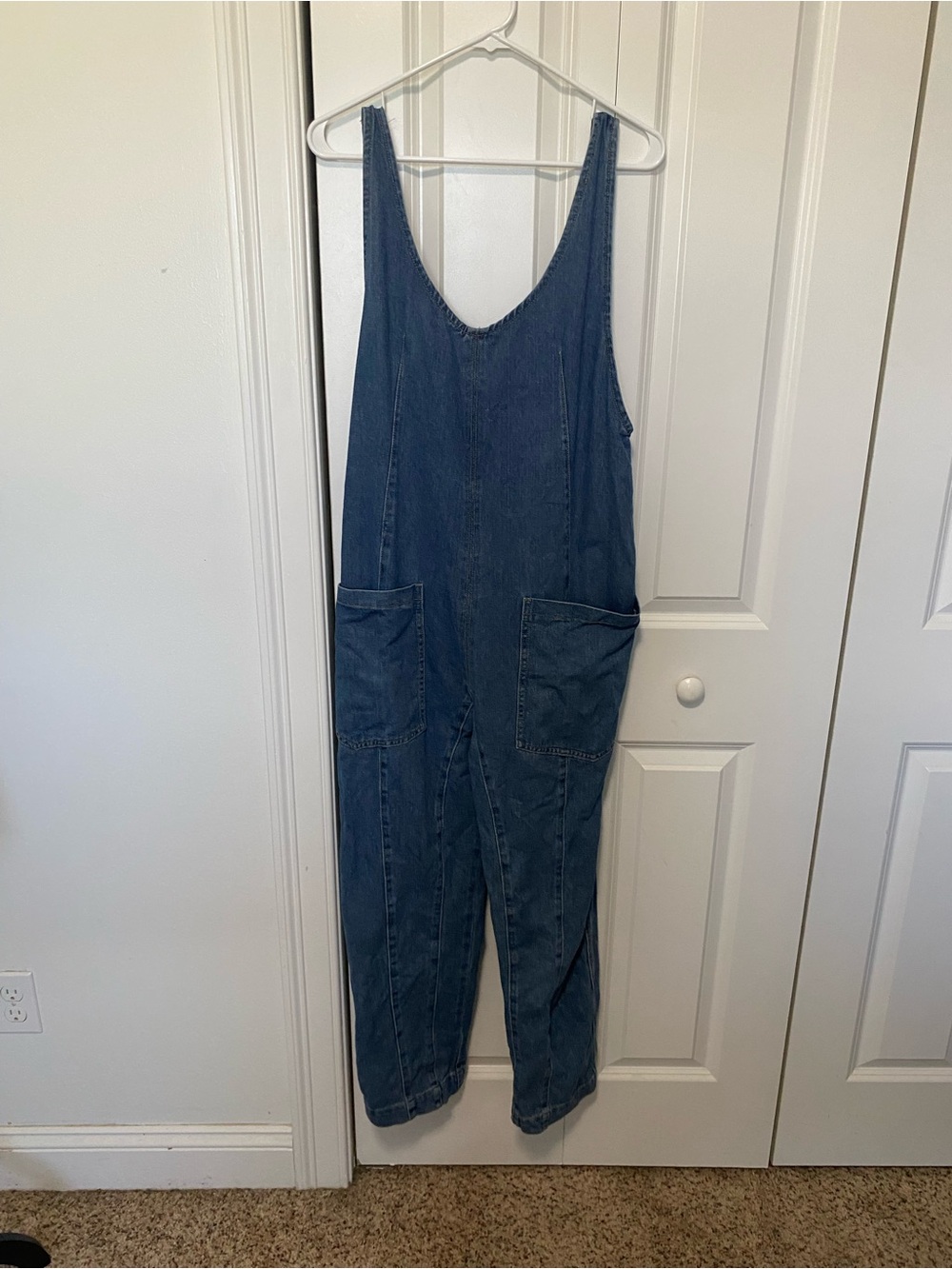 Happily Grey Denim Utility Jumpsuit